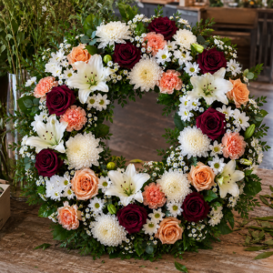 Burgundy & Peach Remembrance Wreath